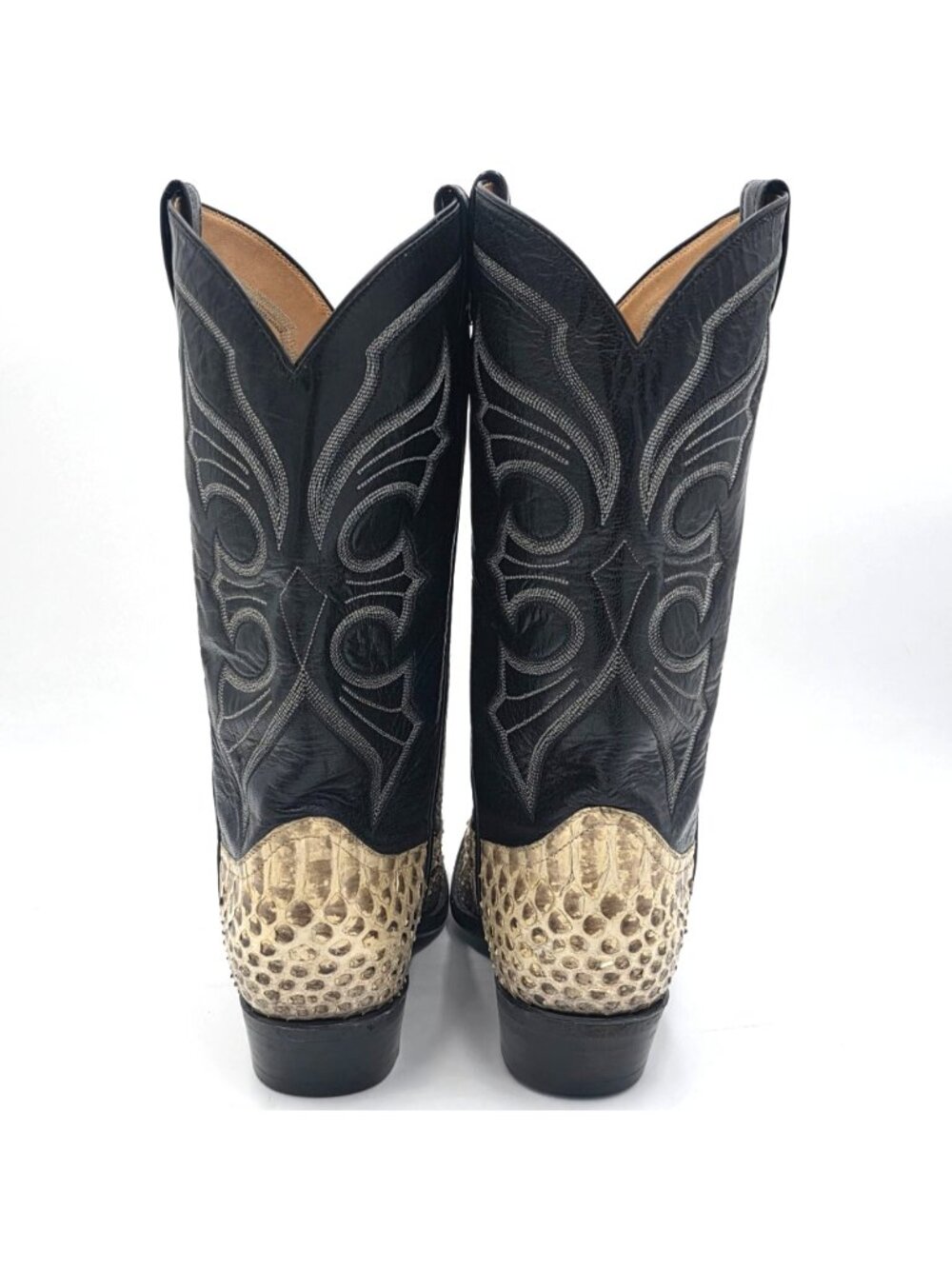 MINT - Vintage Python Mens 11D Natural Snakeskin Cowboy Boots Remington Exotic - Picture 9 of 16